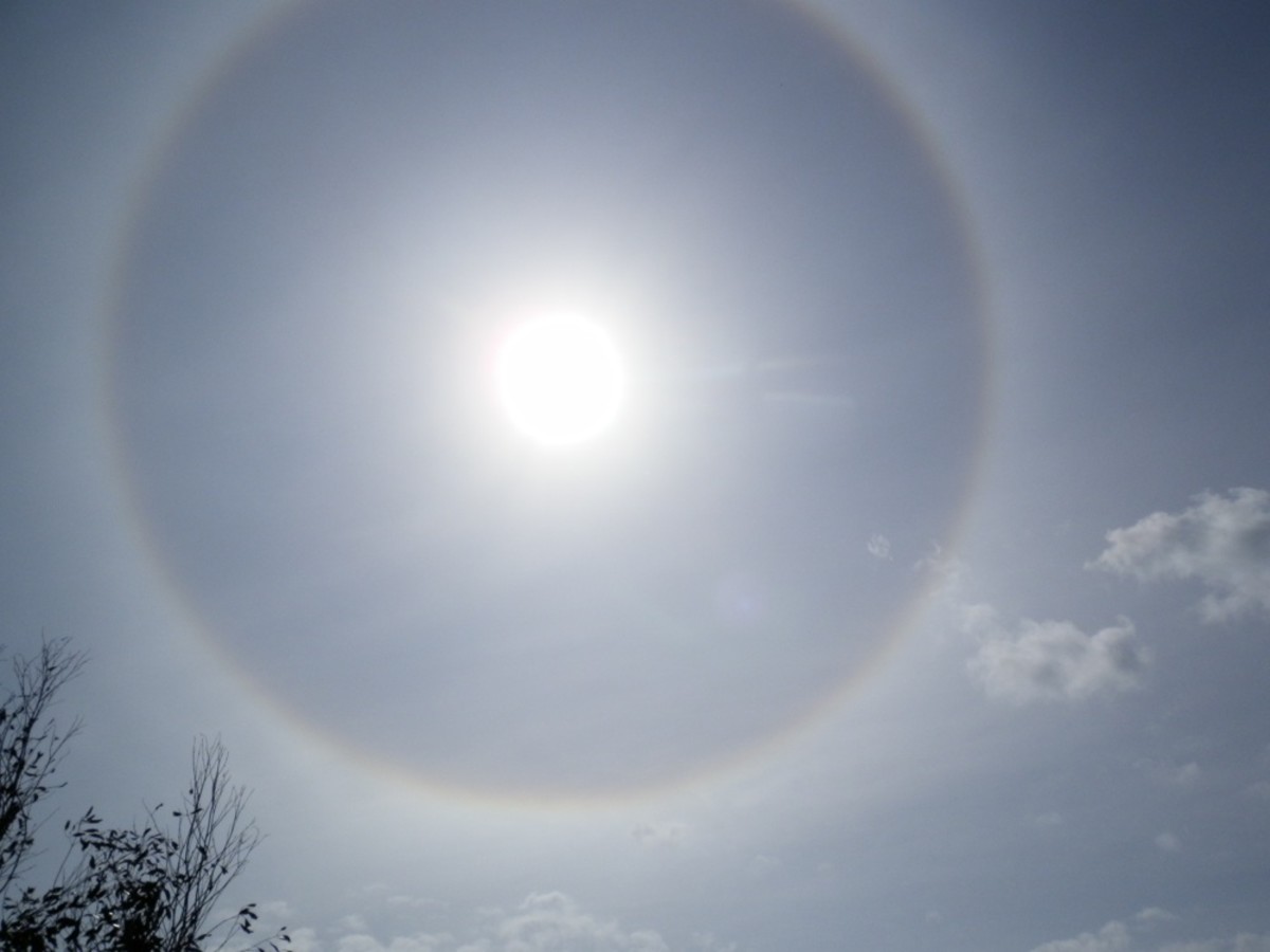 halo around sun, with photograph slightly off angle