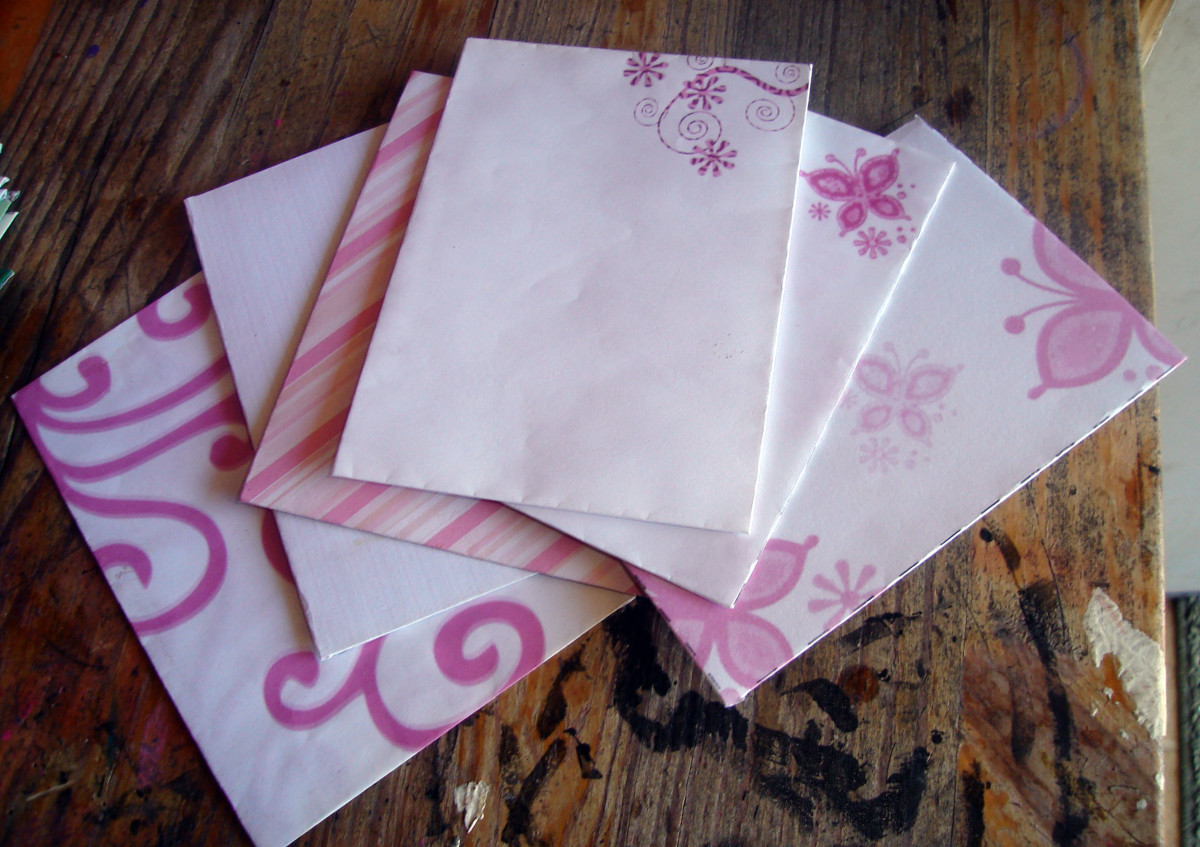 handmade envelopes in shades of pink