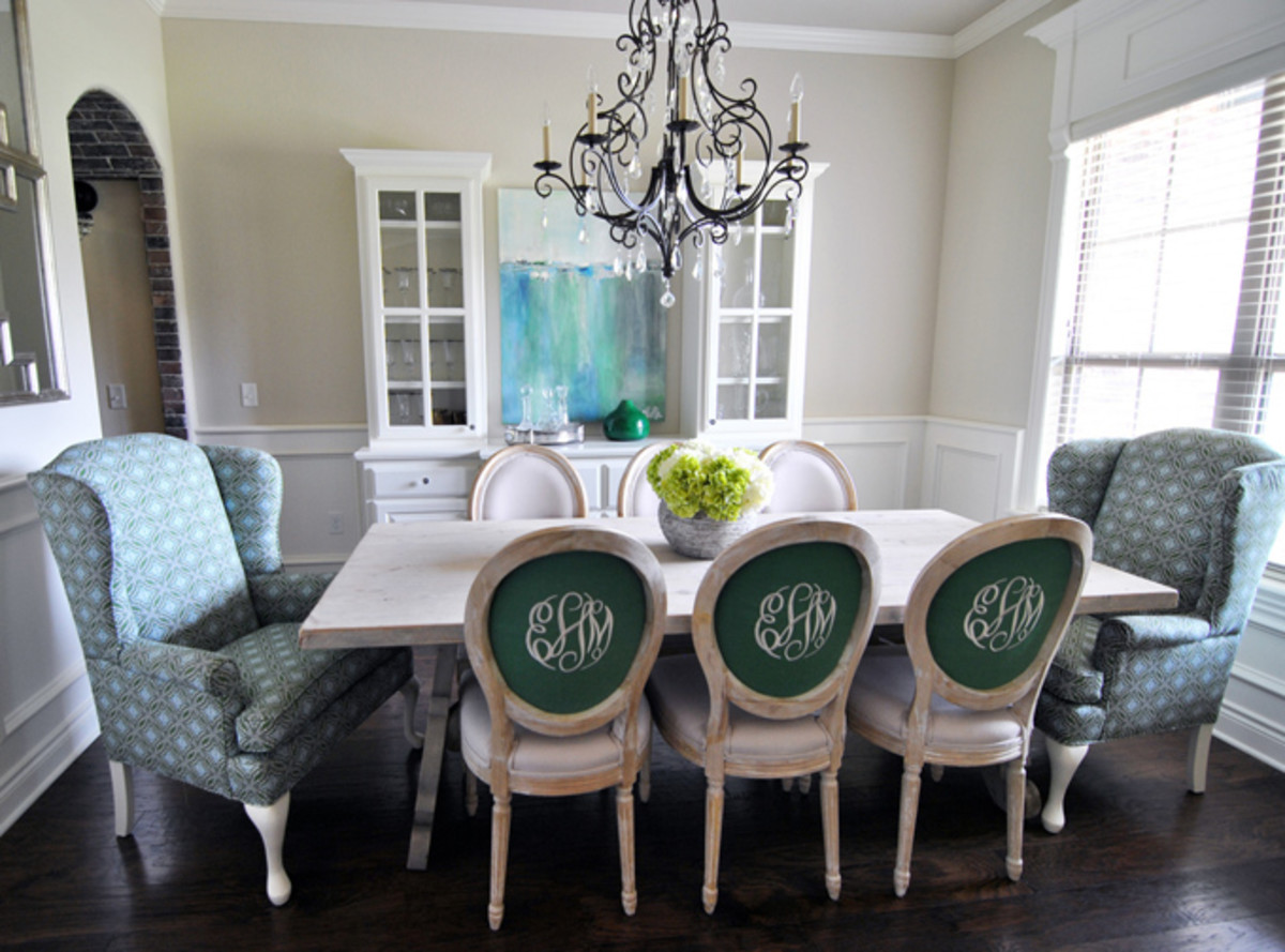 If you have a computerized sewing machine and a penchant for upholstering, then by all means update your dining room chairs with a fancy monogram!