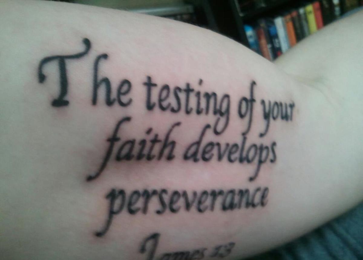 My brother got James 1:3, which also fits the theme of my uncle's life.