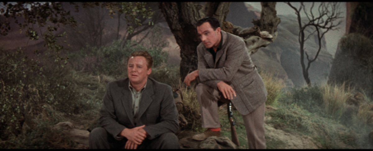 Van Johnson and Gene Kelly play Jeff Douglas and Tommy Albright who are lost in a forest in the Scottish Highlands