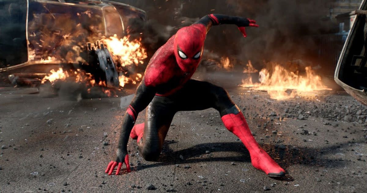 Spider-Man battling villains in New York.