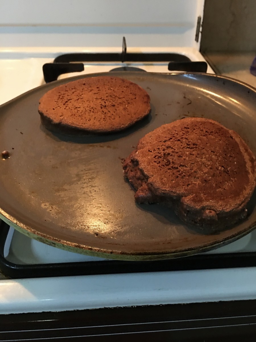 Fluffy and chocolaty pancakes with raw cacao