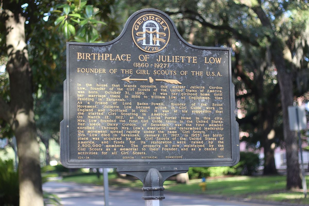 Sign from Juliette Gordon Low's birthplace in Savannah, Georgia