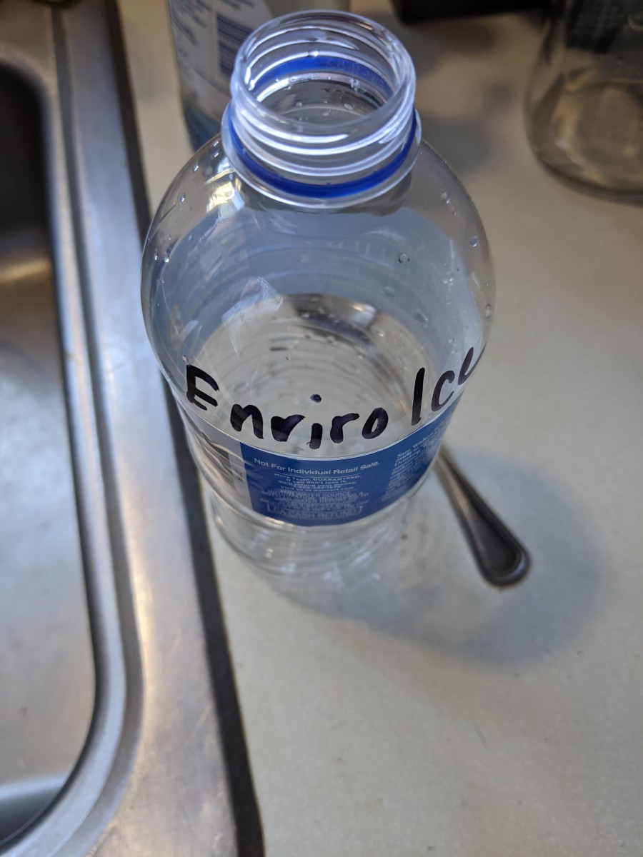 I labeled an empty water bottle with Enviro Ice. No drinking!