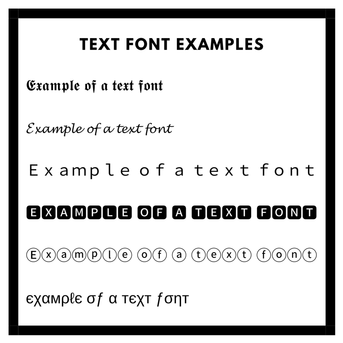 Some examples of text fonts you can include in Discord server roles!