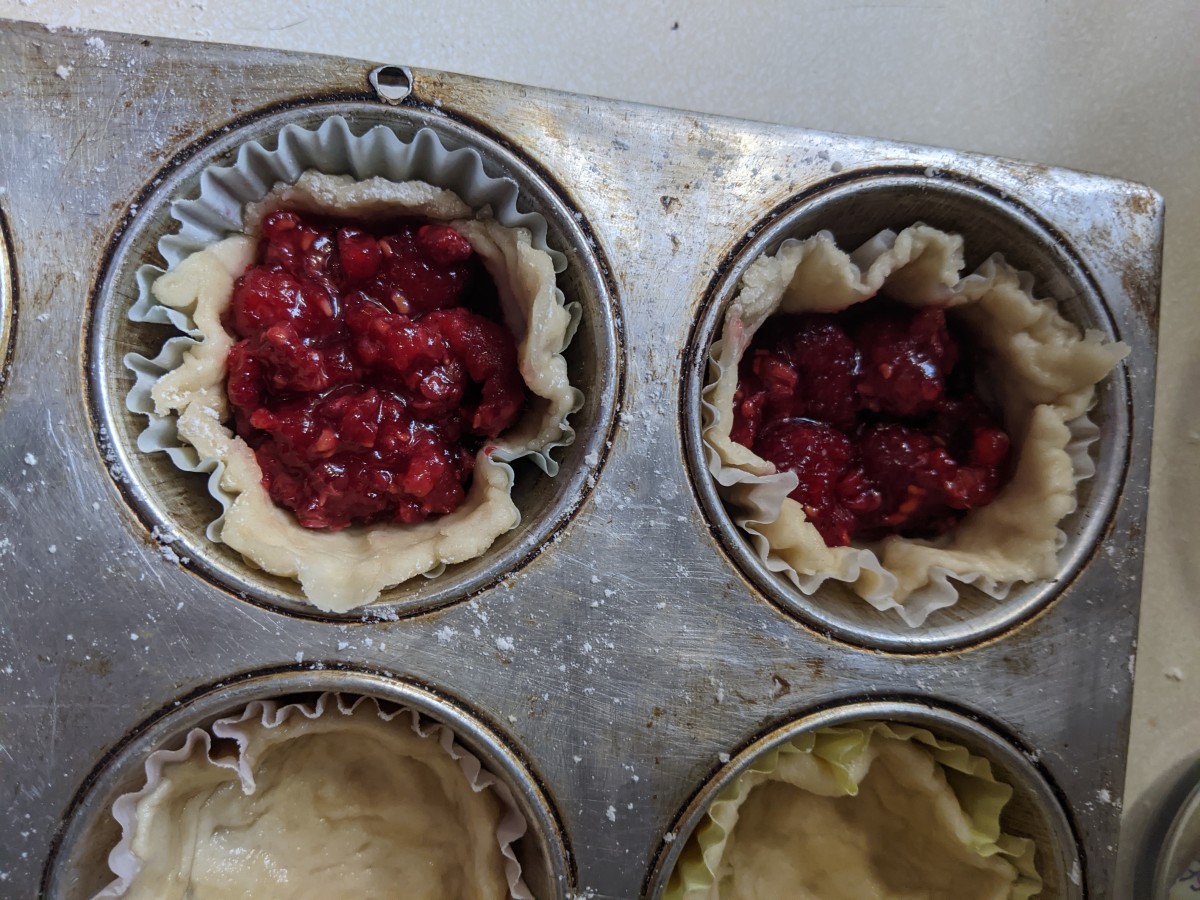 Spoon raspberry mixture into crust. Don't overfill. Warning: any boilover causes sticking