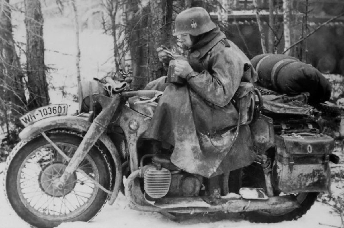 4 WWII Photo Motorcyclists of the german troops WW2  World War Two