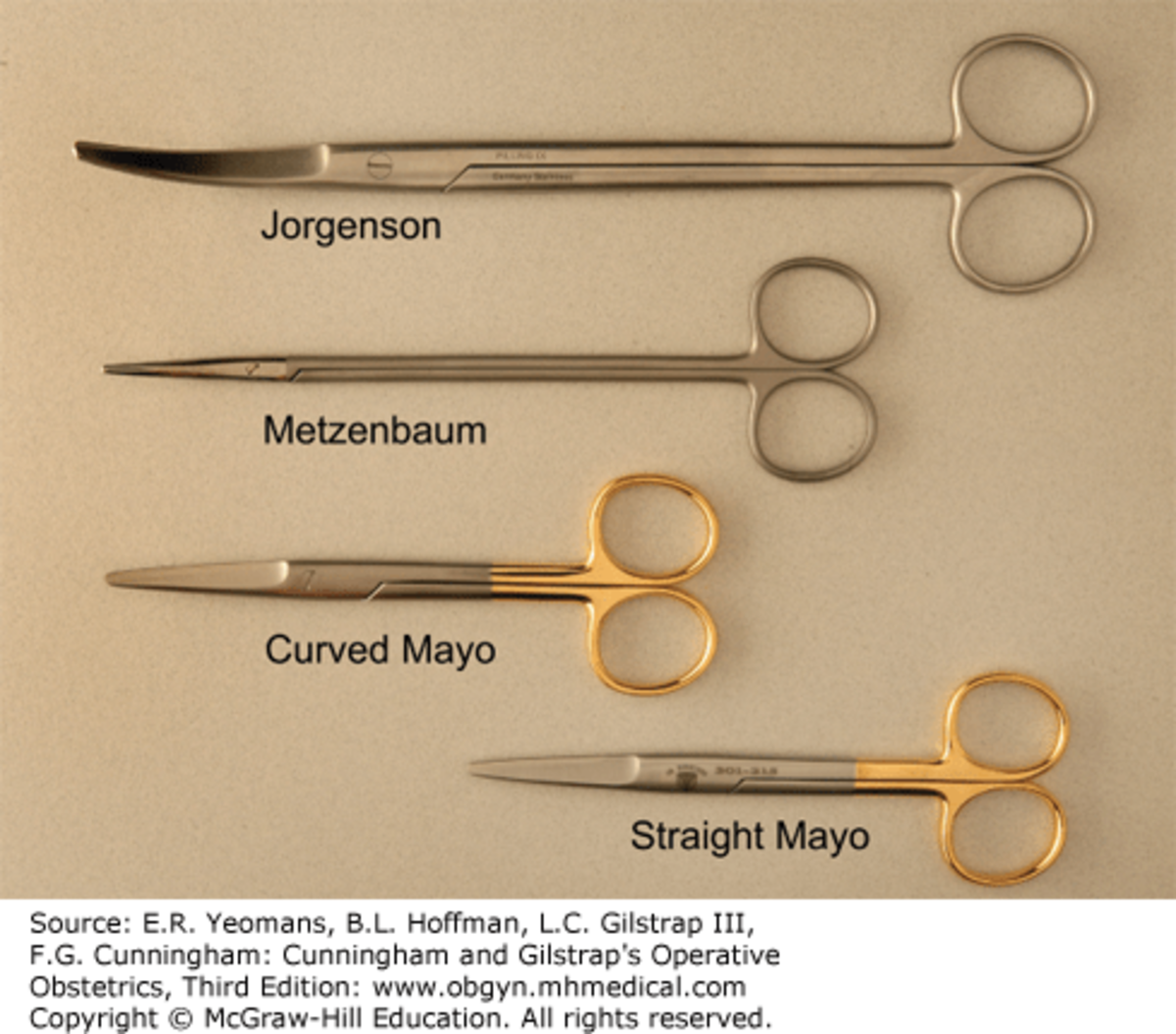 Various surgical scissors 