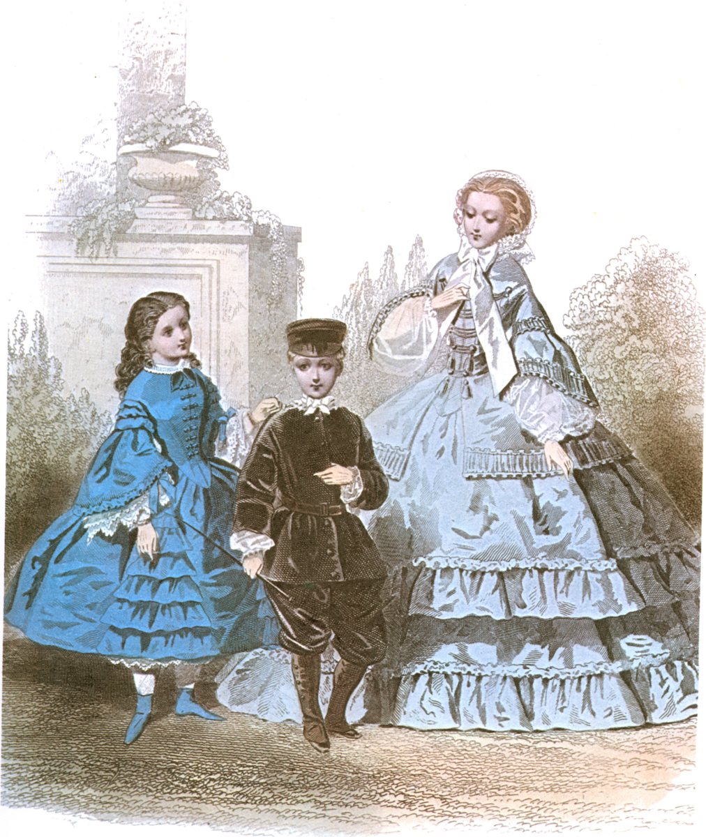 Fashion plate featuring children circa 1858