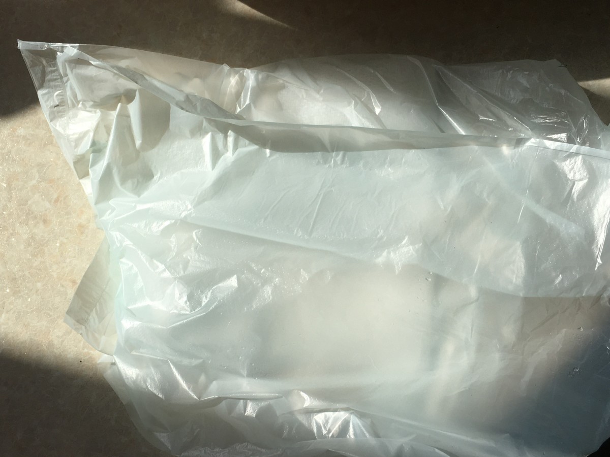 Place the kitchen paper in a polythene bag