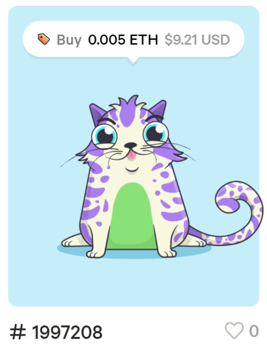 This is an image of a CryptoKitty—a type of digital collectible NFT. 