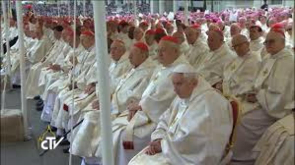 About 150 Cardinals and Pope Benedict attending to con-celebrate the canonization Mass.  