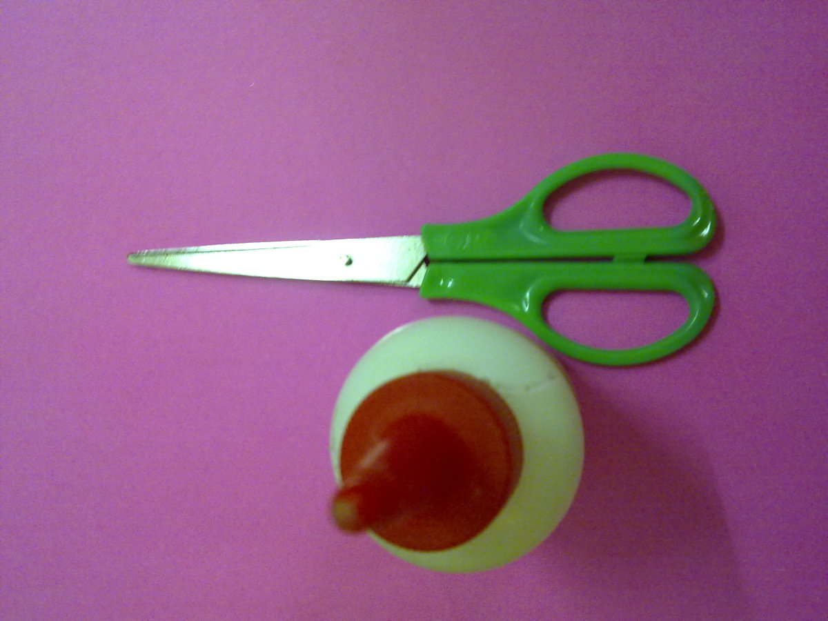 a pair of scissors and white glue are necessary. Choose white glue which sticks better than school glue