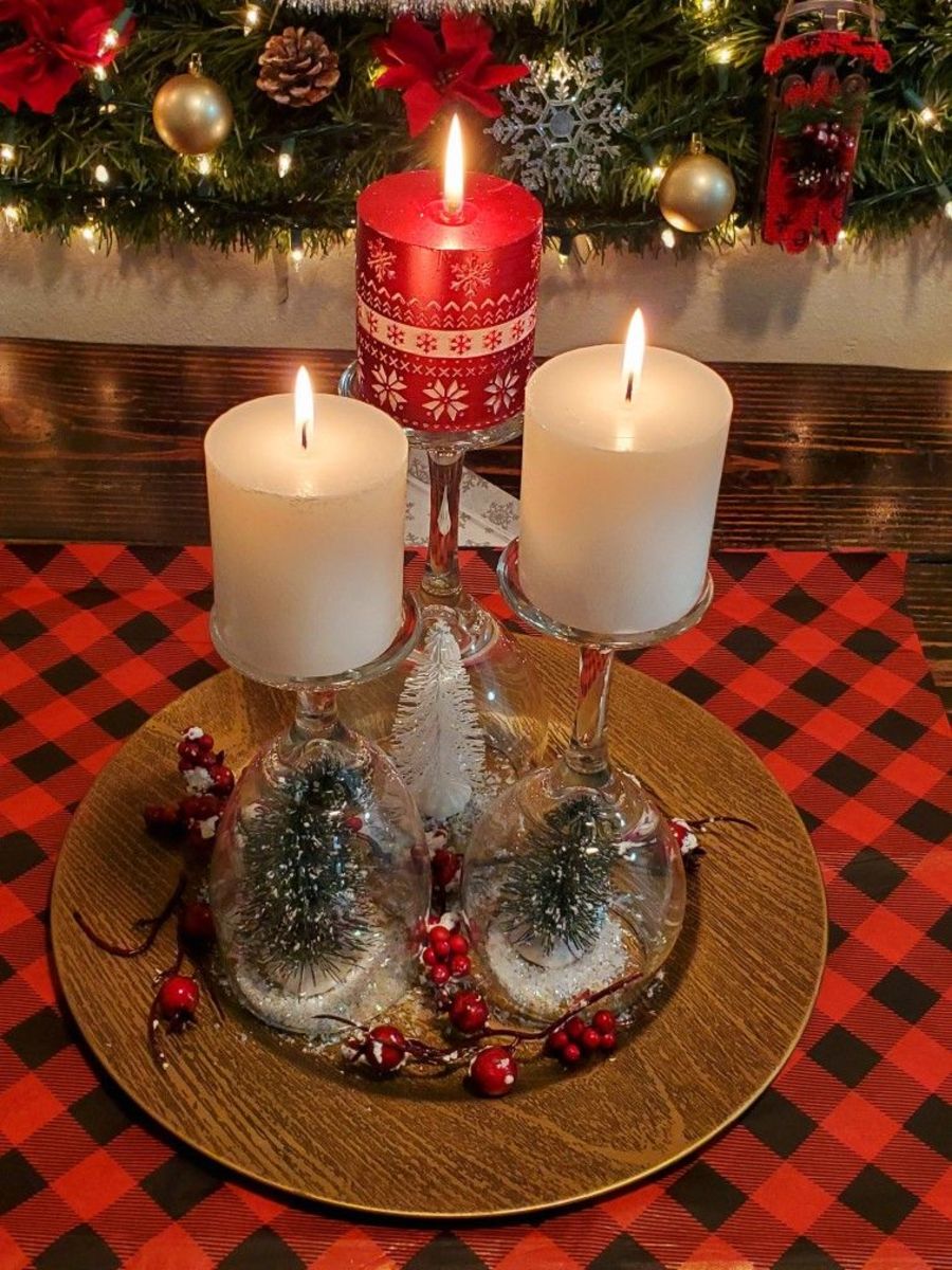 Dollar Tree Christmas Candle Centerpiece