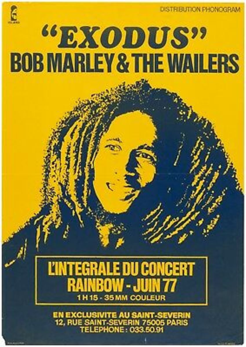 A 1977 poster advertising a Bob Marley Paris concert