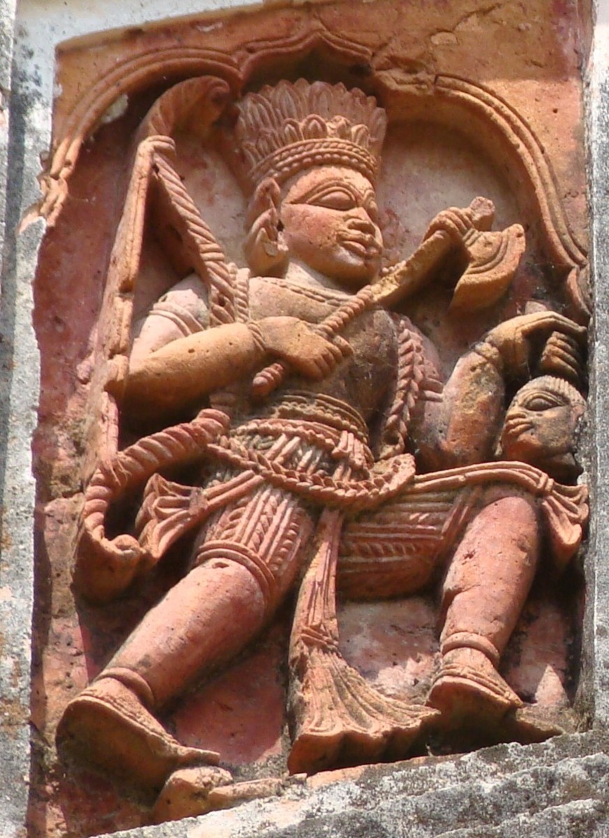 Parashurama as depicted in terracotta in temple-decoration in West Bengal