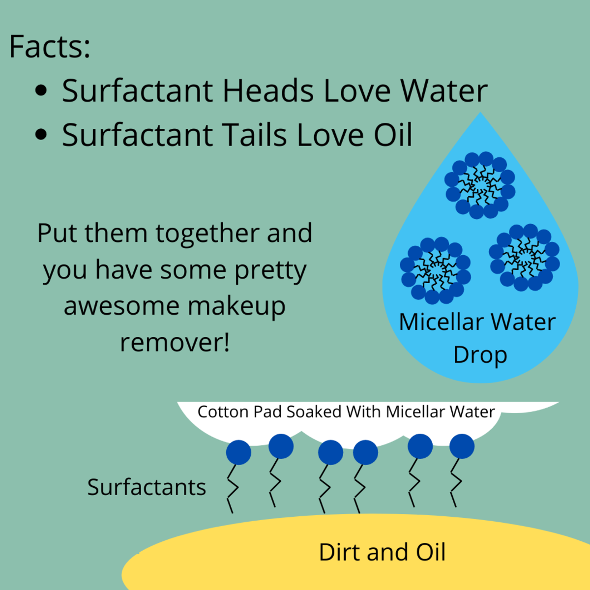 When you add micelles to water you get micellar water.  An oil-sucking, makeup-removing machine!