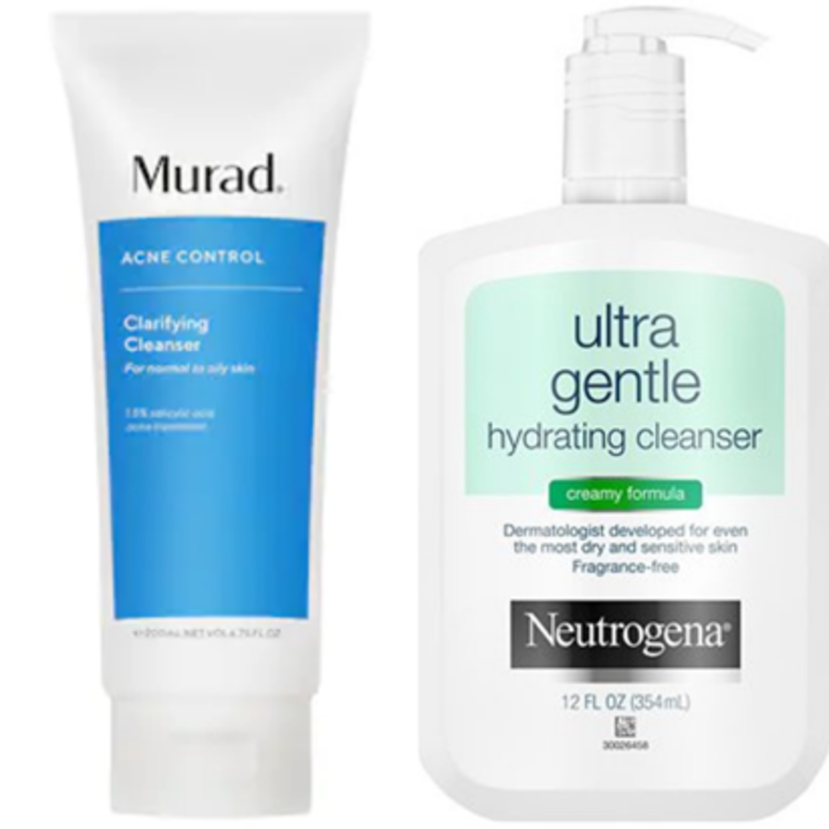 The two cleansers I use depending on what I need that day. Neutrogena for daily use, and Murad for acne breakouts. 