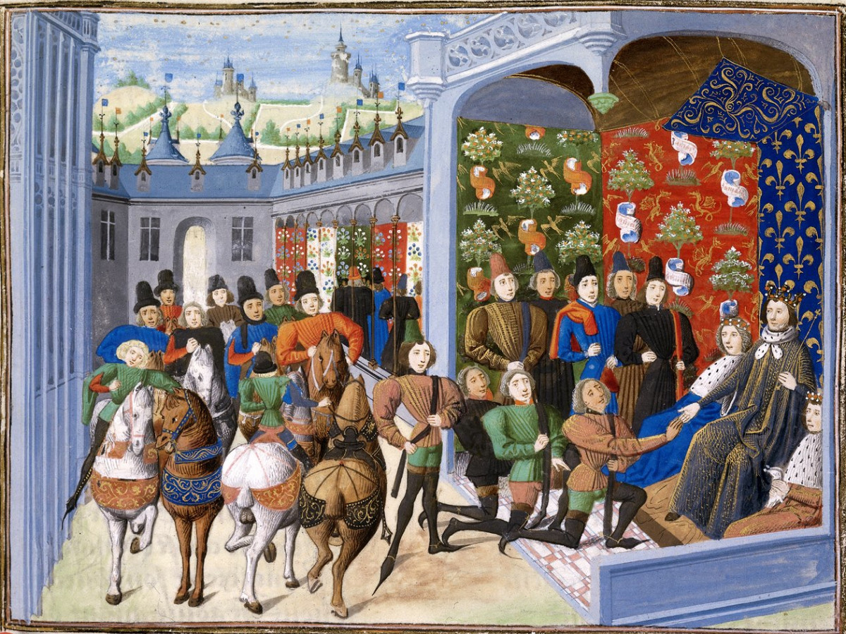 Signing the Treaty for Catherine and Henry's Marriage—Isabeau of Bavaria and Charles VI at the Treaty of Troyes