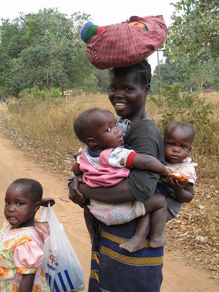 African woman and children