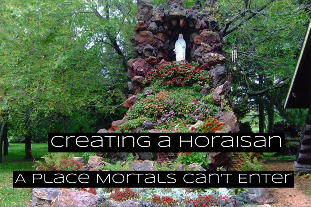A horaisan is a magical place in your yard that doesn't have a path or bridge to it. You can add charm to this space by hiding treasures on it.