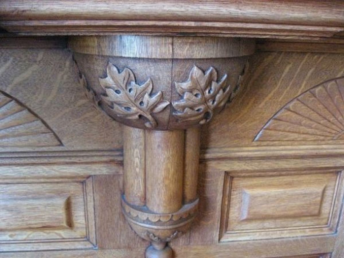Go inside to see the wonderfully carved counter. I think it's walnut.