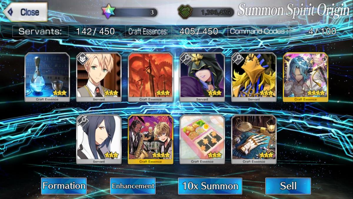 A typical gacha roll in "Fate/Grand Order".