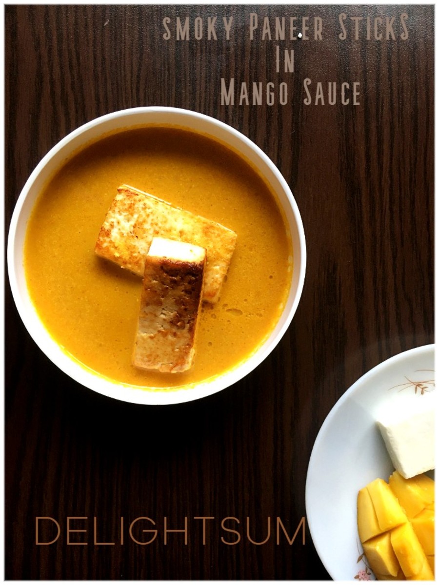 Smoky Paneer with Mango Sauce