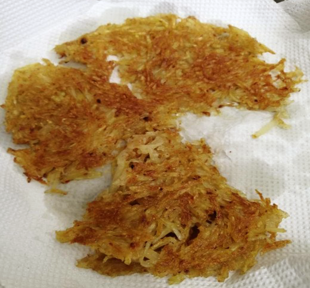 Cut the hash brown into mini triangles for easy snacking