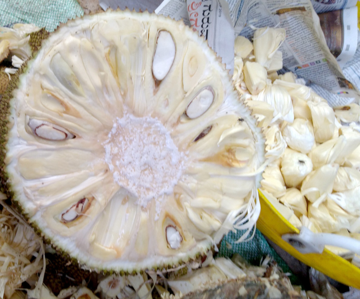 A cut composite jackfruit