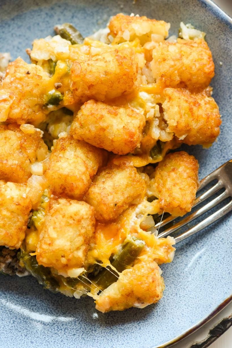 Delicious tater tot casserole recipe from my childhood.