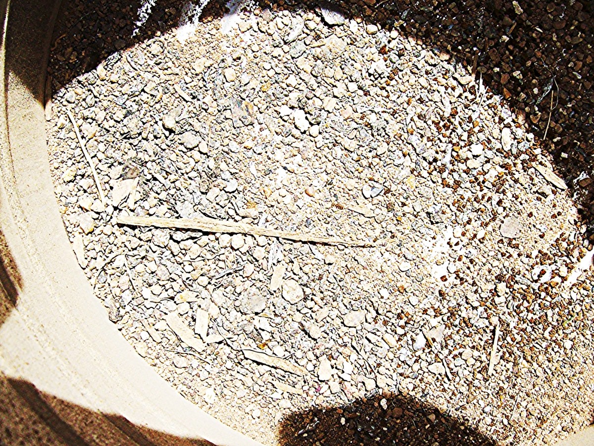 Tiny lead shards can be seen in the shaded areas. These shards are throughout the waste.