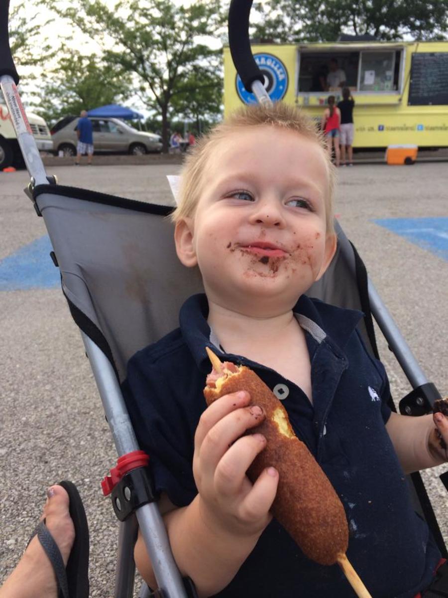 Corn dogs aren't gluten free, but my son doesn't mind. 