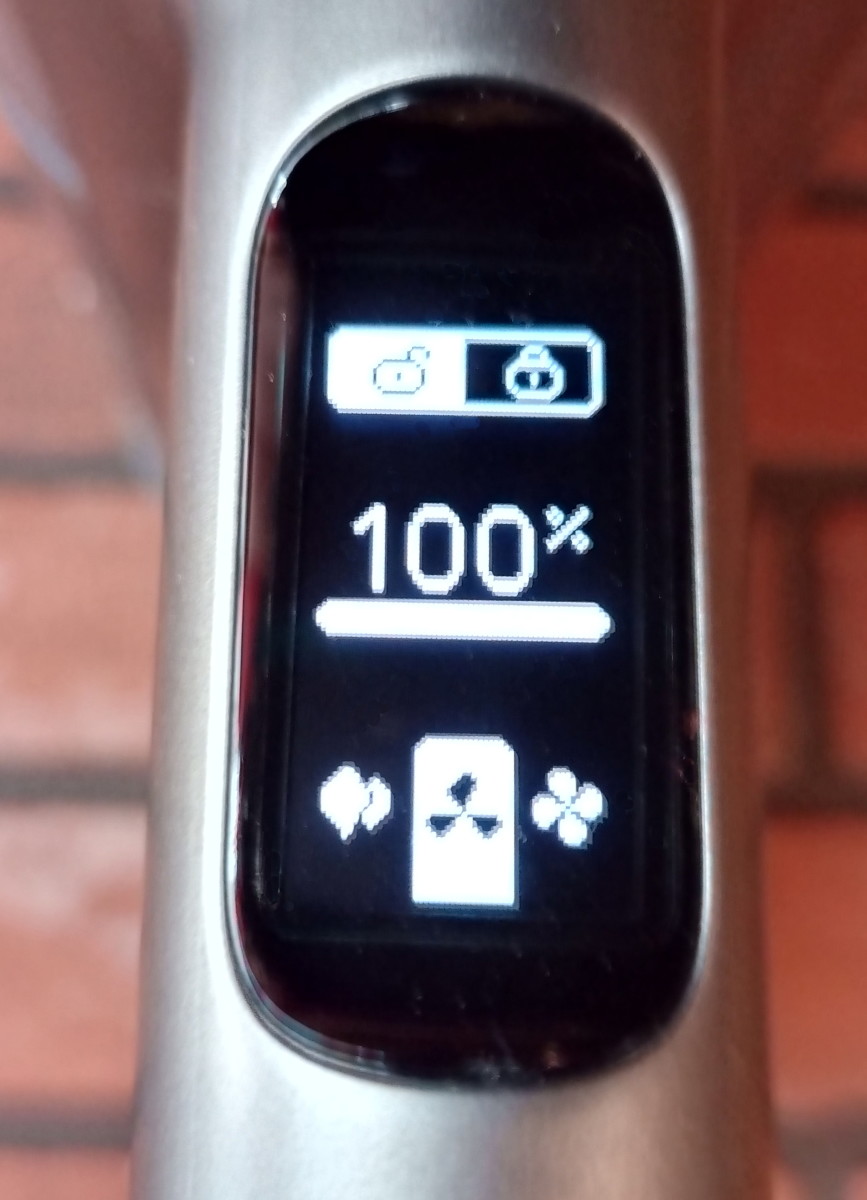 Screen indicates that trigger lock is off, battery is fully charged, and the H7 is in Standard mode