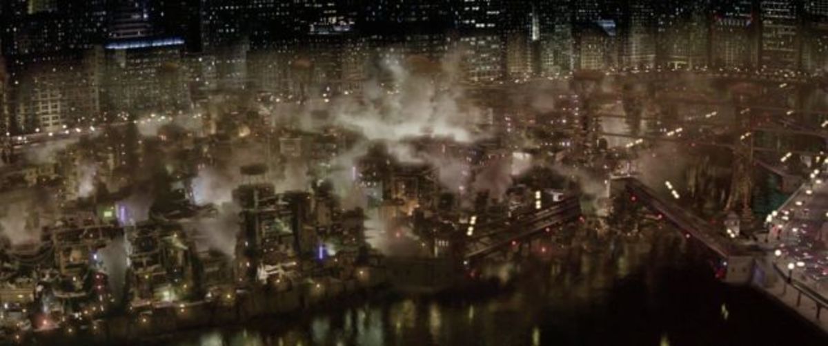 Courtesy of Warner Bros. Studios. Gotham during "Batman Begins."