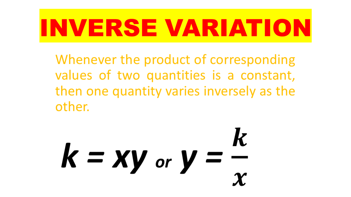 Inverse Variation Definition Formula Graph And Examples Owlcation