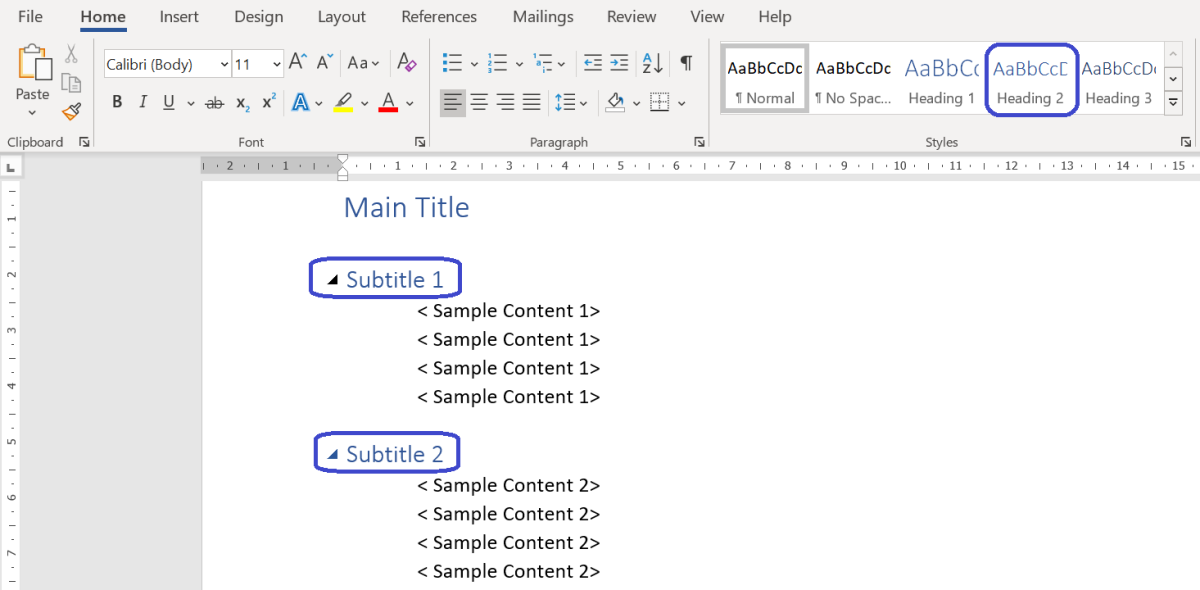 microsoft word insert content control heading