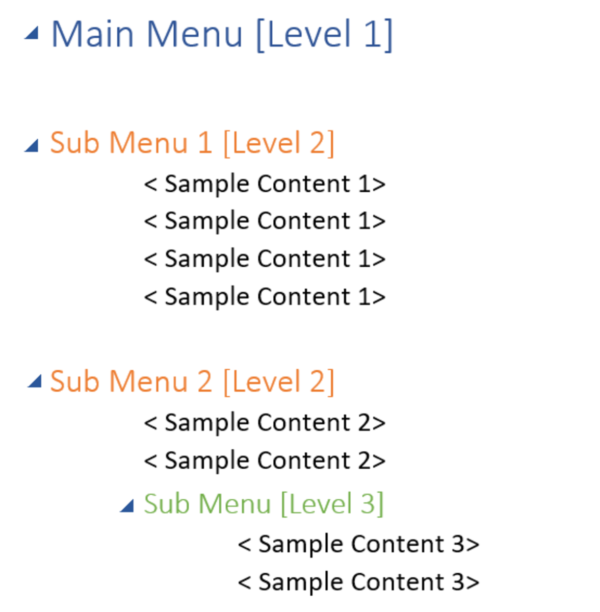 Three Level Collapsible Menu Structure