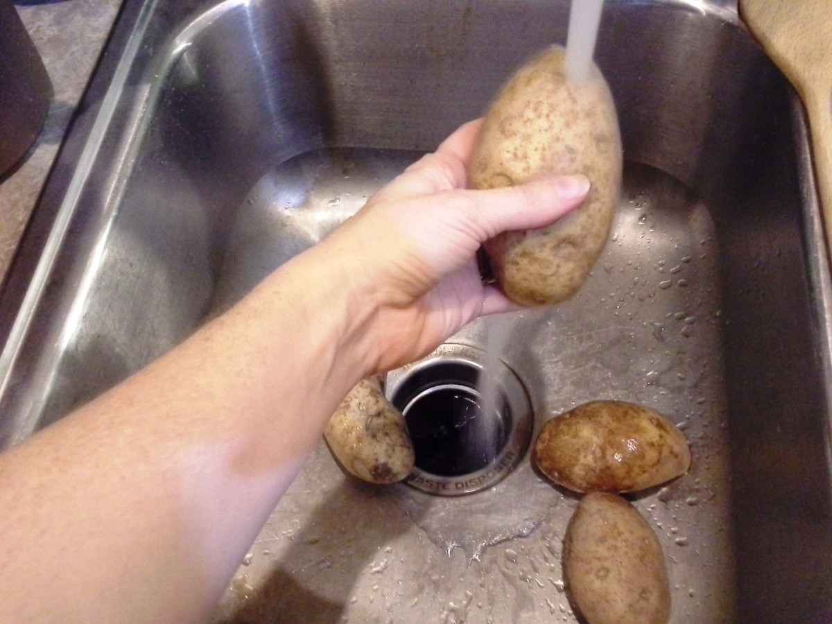 Step Two: Rinse and scrub each of your potatoes thoroughly