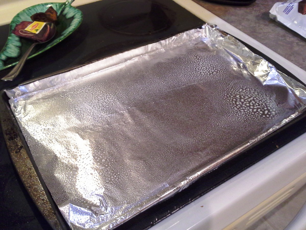 Step One: Line and spray a cookie sheet