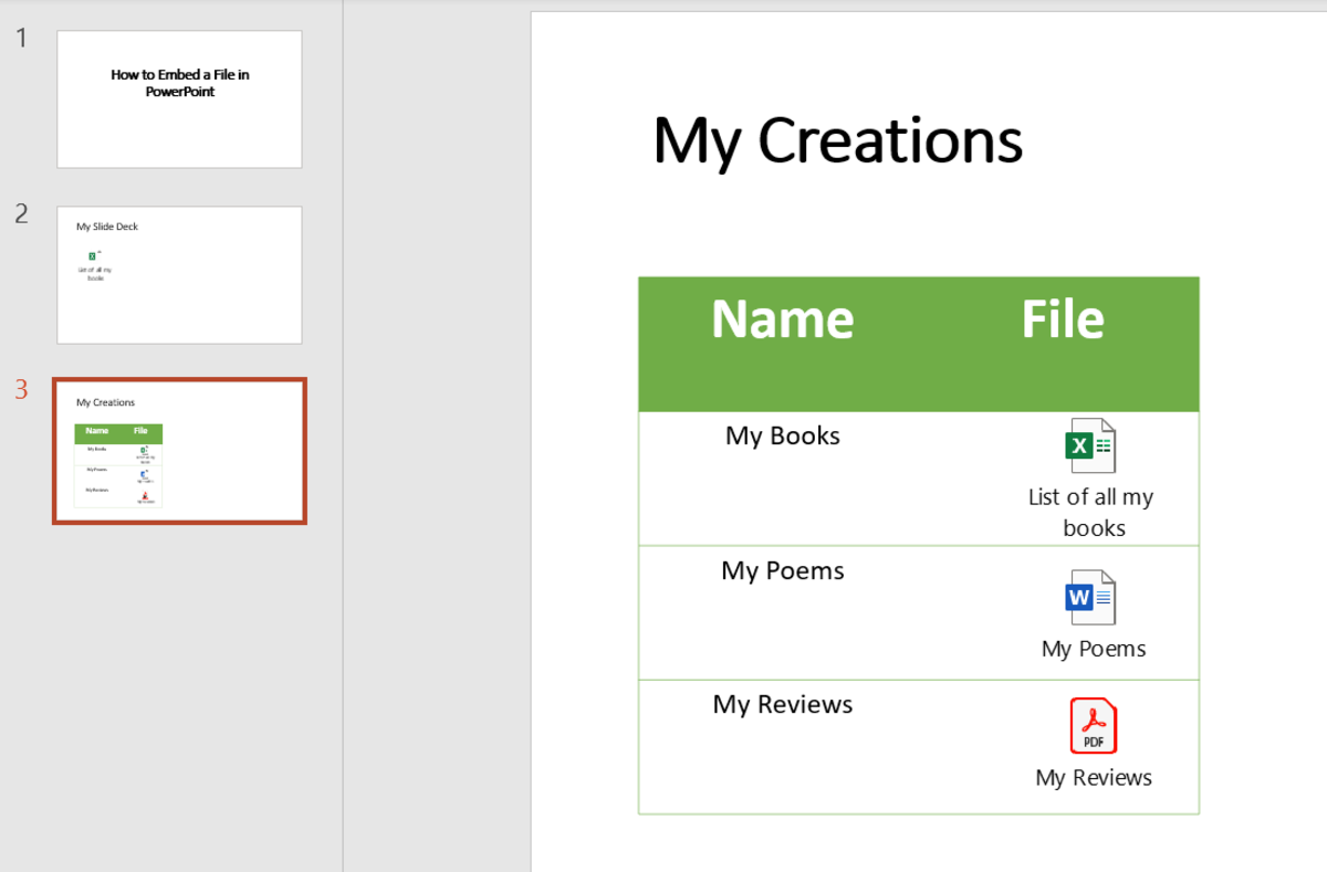 powerpoint find embedded files