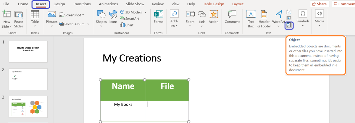 How to Embed a File as an Object in Powerpoint - 11