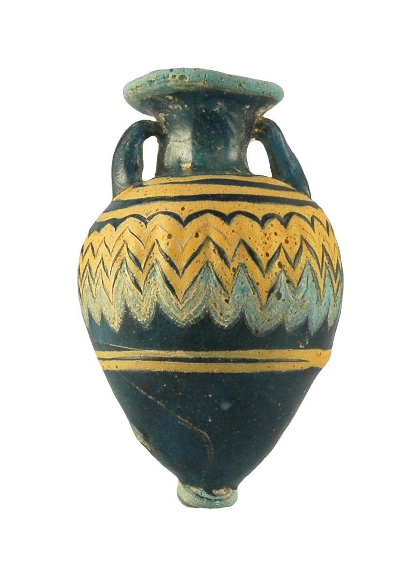 Punic Era Carthaginian Vase to Hold Ointment made of glass paste, from Ampurias (Girona), from the sixth century to the beginning of the Fourth century BC.C.