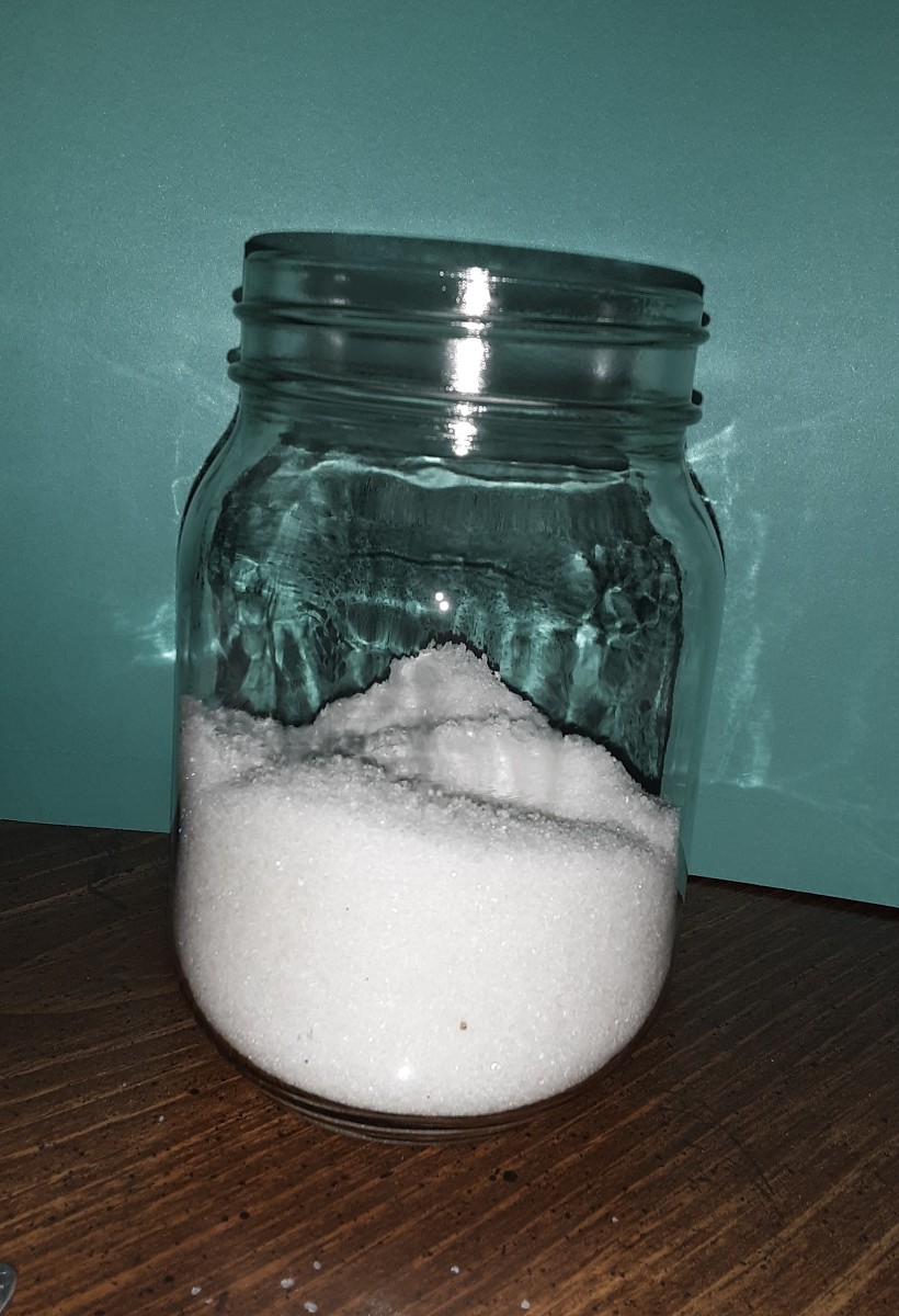 Fill jar almost half way with sea salt.