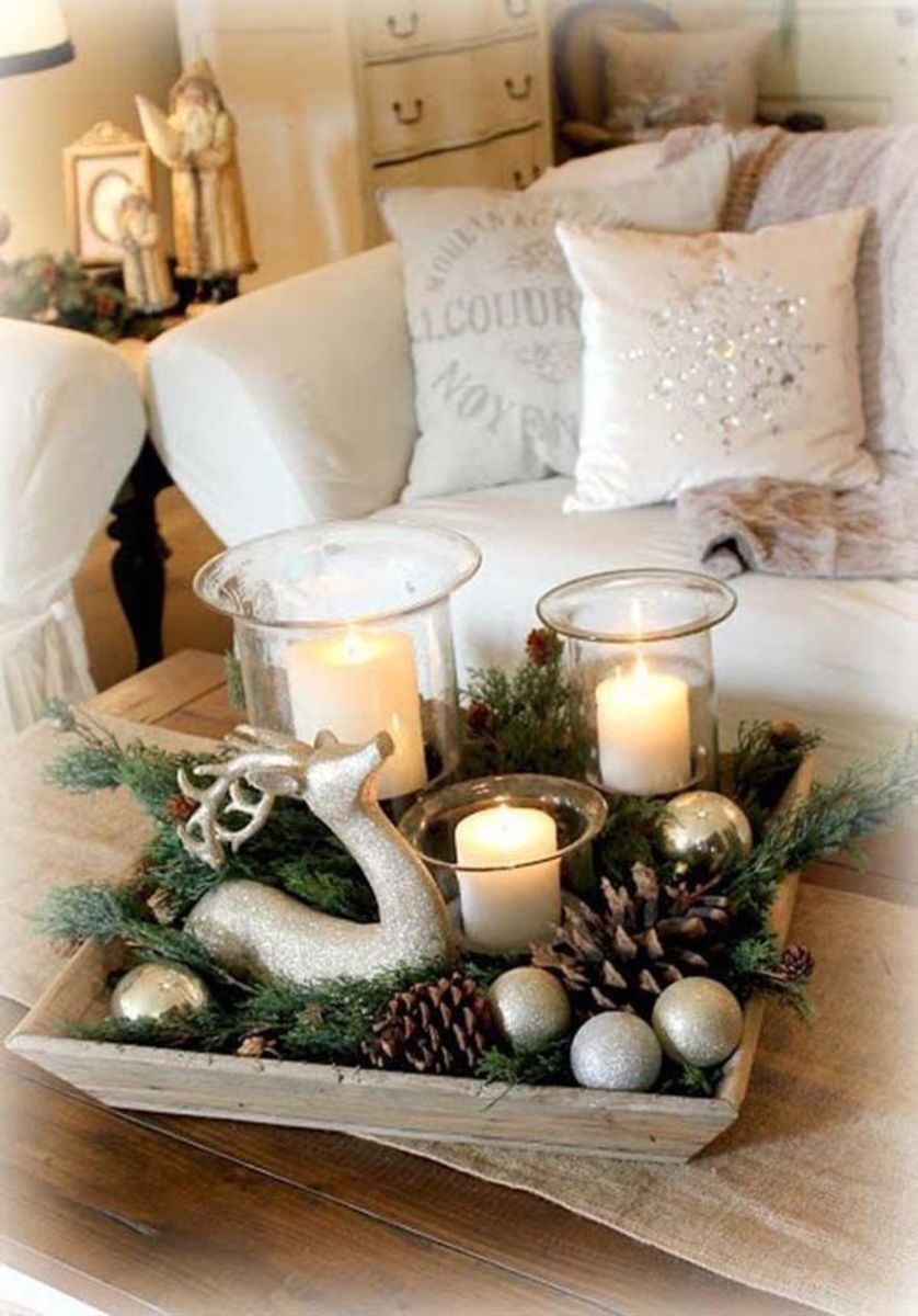 Tray With Greenery and Candles