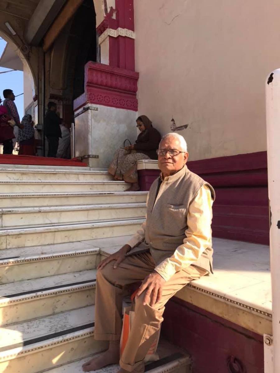 My father at the steps of the famous Dakor Temple (Gujarat, India) - Pappa is an ardent devotee of our family Deity Shree Raama and Shree Krishna .... Vanita Thakkar
