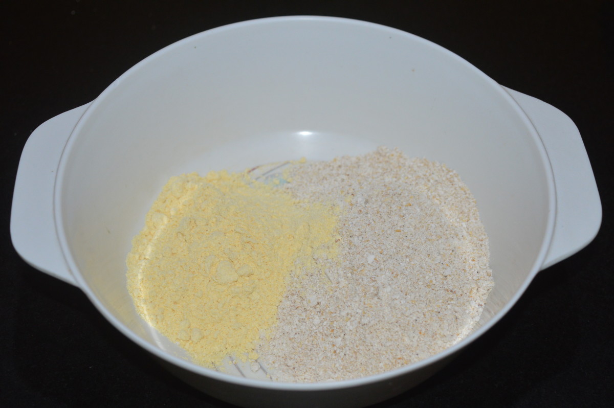 Coarse oats powder and chickpea flour (besan)