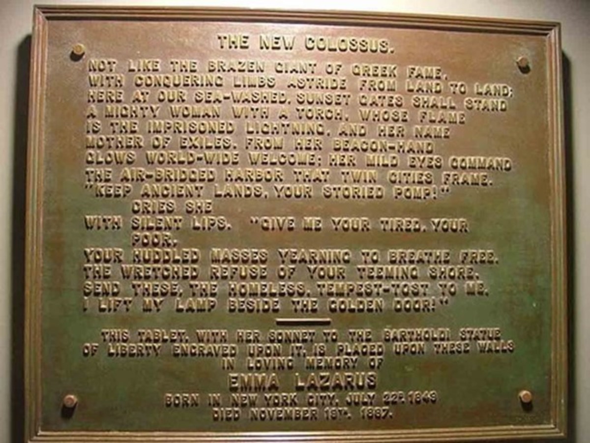 The 1903 bronze plaque located in the pedestal of the Statue of Liberty.