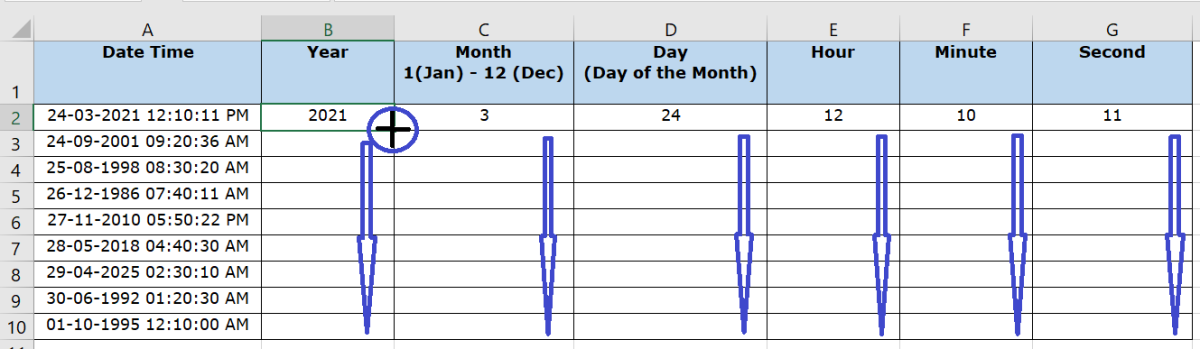 How to Dynamically Extract the Year  Month  Day  Hour  Minute  and Second From a Date Time Value in Excel - 62